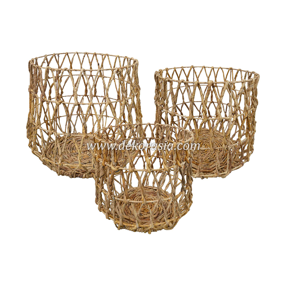 Natural Basket Home Decor, Banana Basket (Set 3) Woven Decorative Storage Basket